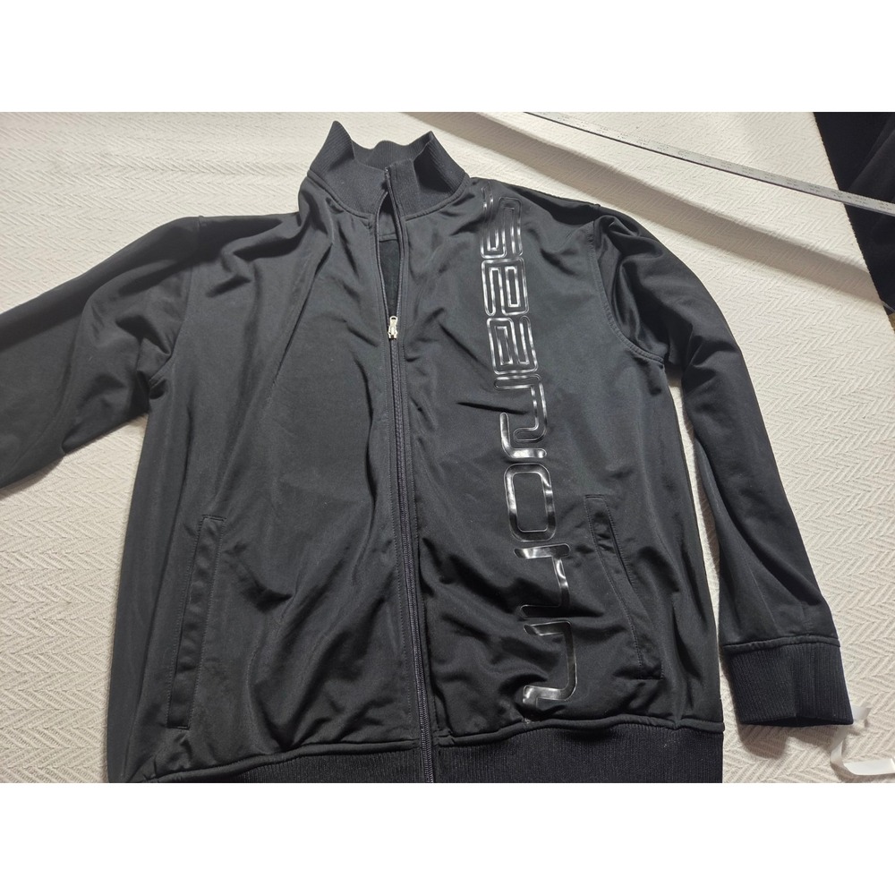 Sean John Men's L Black Track Jacket Full Zip Vertical Logo Y2K Streetwear